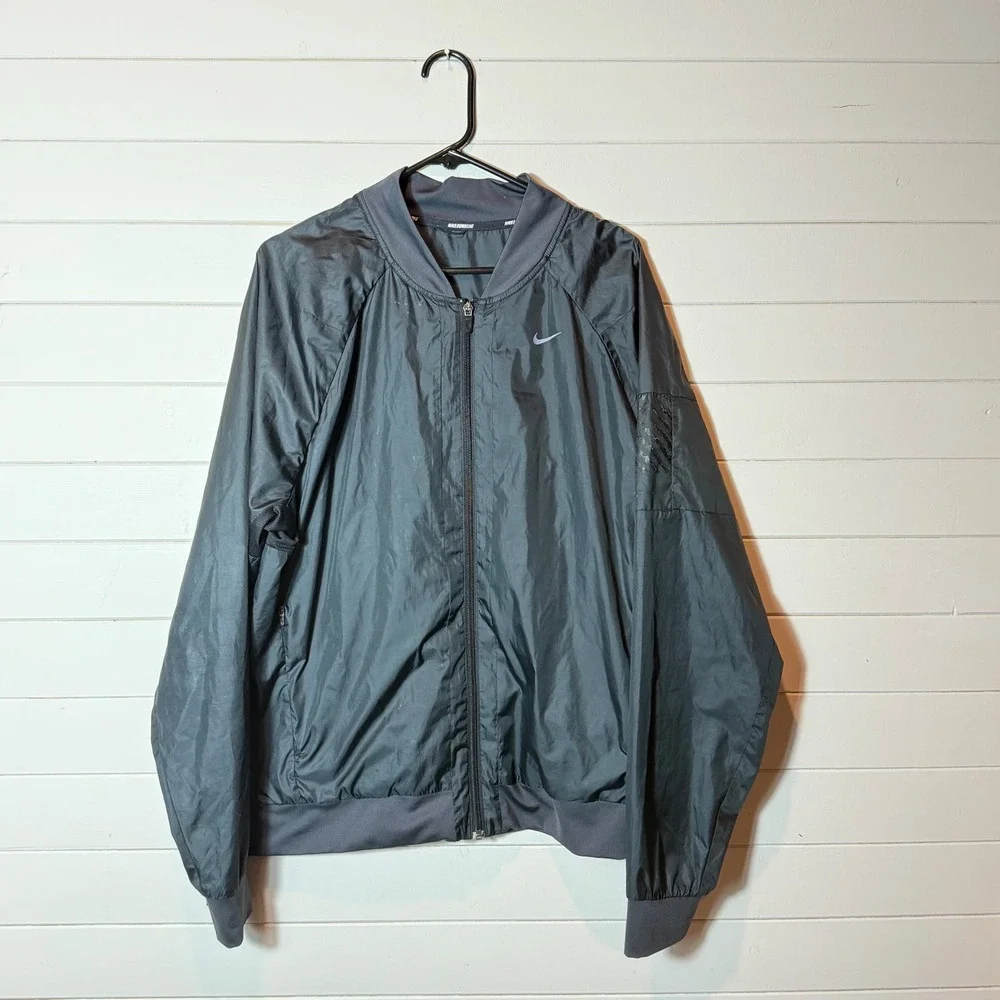Nike Running Mens XL Black‎ Full Zip Shield Flash Windbreaker Jacket